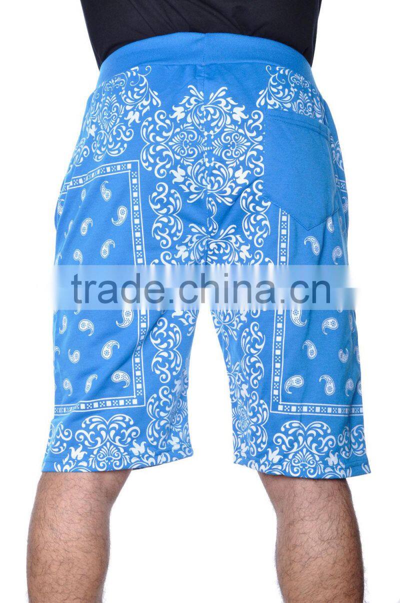 Basic Casual Rock Old School Bandana Paisley French Terry Short