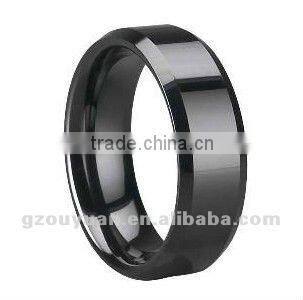 Ceramic Black Faceted Mens Wedding Ring, Hot sell wedding band ceramic ring