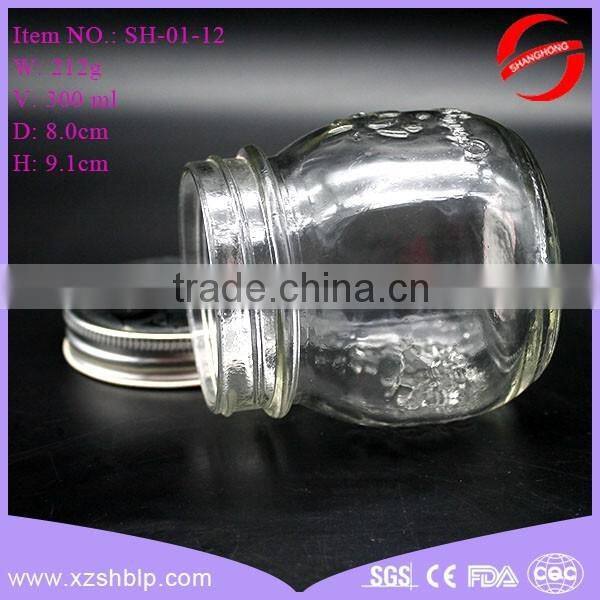 300ml screw sealing type food grade glass jar for jam