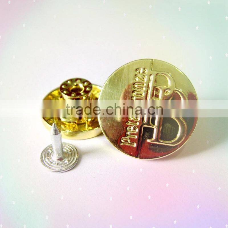 2016 hot sale gold color jeans button for brazil