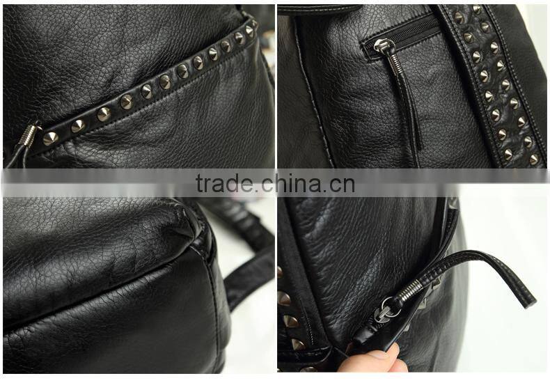 2016 Most popular wicker zipper waterproof backpack and Rivets shoulder bag