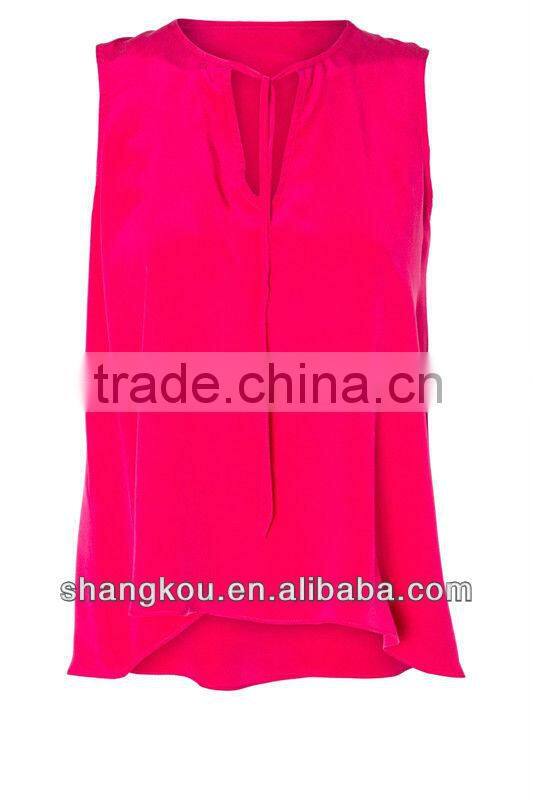 New arrival women chiffon blouse ODM ladies tops images SHK 125