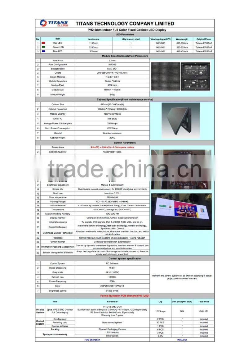 Pixel pitch 3mm indoor stage event Usage and Video Display Function indoor LED video walls