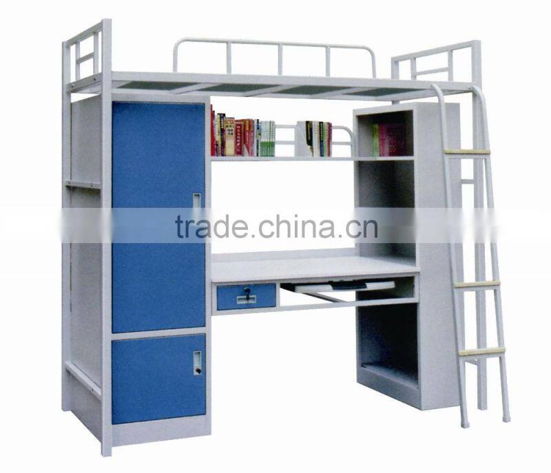 Professional manufacturer cheap metal frame student bed with desk