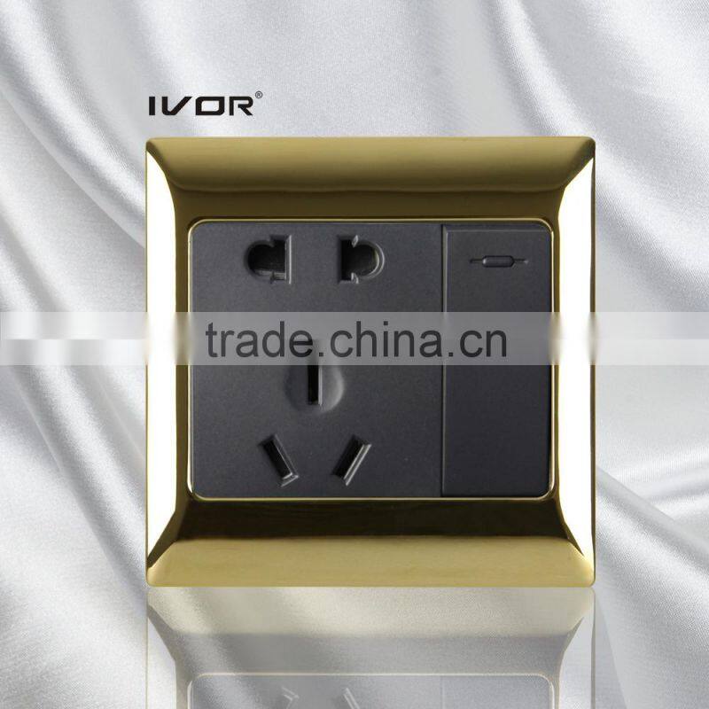 Newest universal one gang /two gang switch with 2 pin /3 pin socket