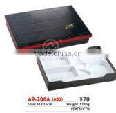 A9-210 golden plastic bento box with 7 compartments