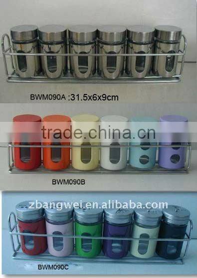 glass spice jar set