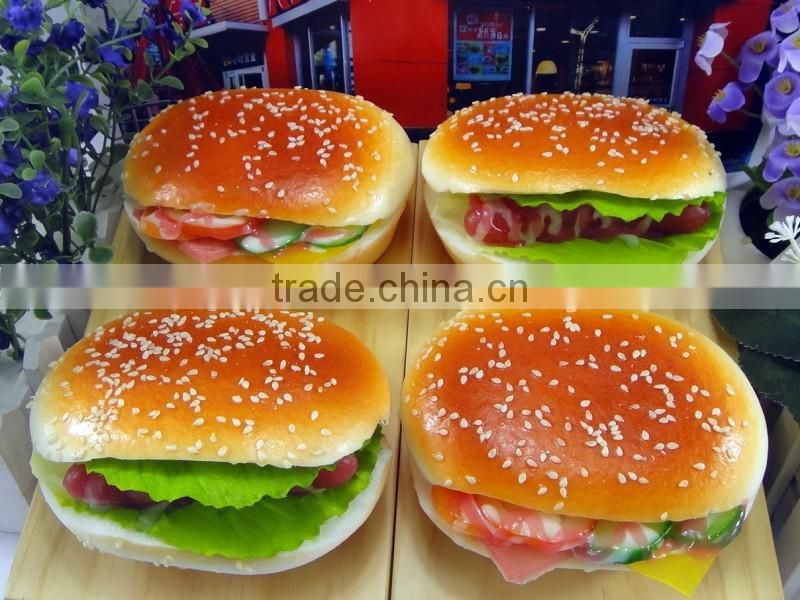 Plastic decorative hamburger model | Artificial toast bread fridge magnet | Yiwu Sanqi Crafts - Fake food manufacturer