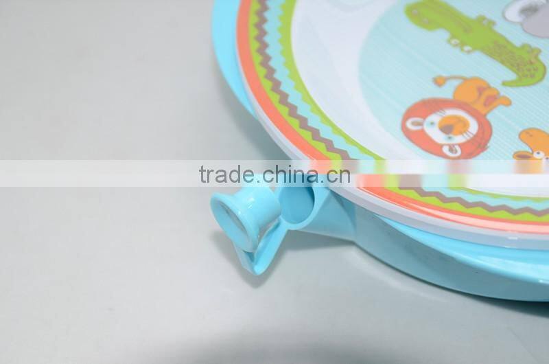 Blue color 100% melamine plate with pp underpan, Water flooding warmming baby bowl, meal prep containers