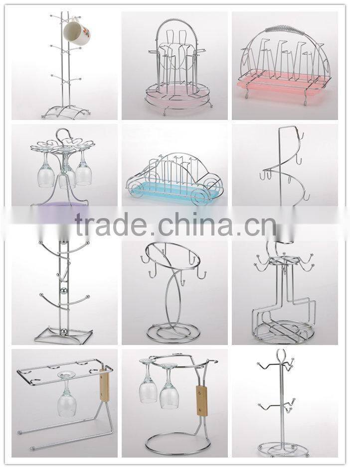 Metal dinner lap trays with cup holder rack