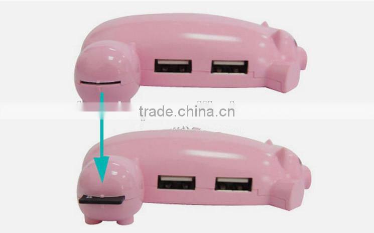New Arrival Lovely Cartoon Pig Design 3 Port USB Hub 2.0 USB Interface Promotion Gift Choice Present With Card Reader Function