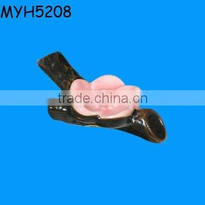 Plain Black Ceramic Crane Chopsticks Rest