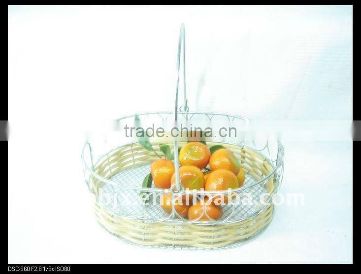 Oval rattan wire apple gift baskets with iron handle