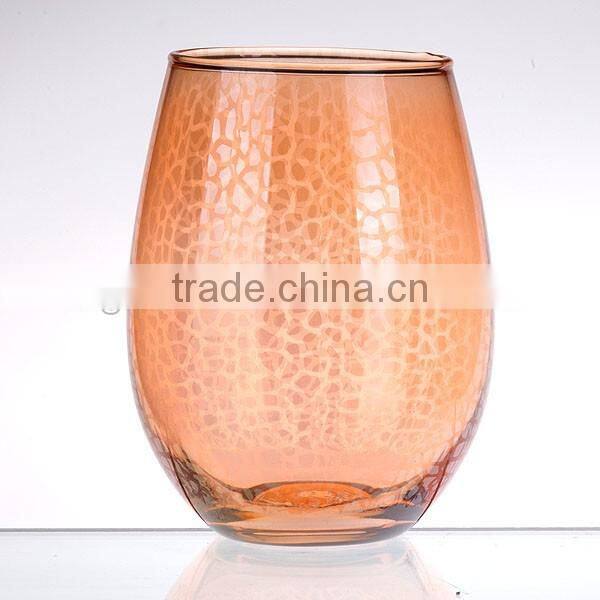 Colorful Textured Stemless Wine Glass Tumbler Water Drinking Cup