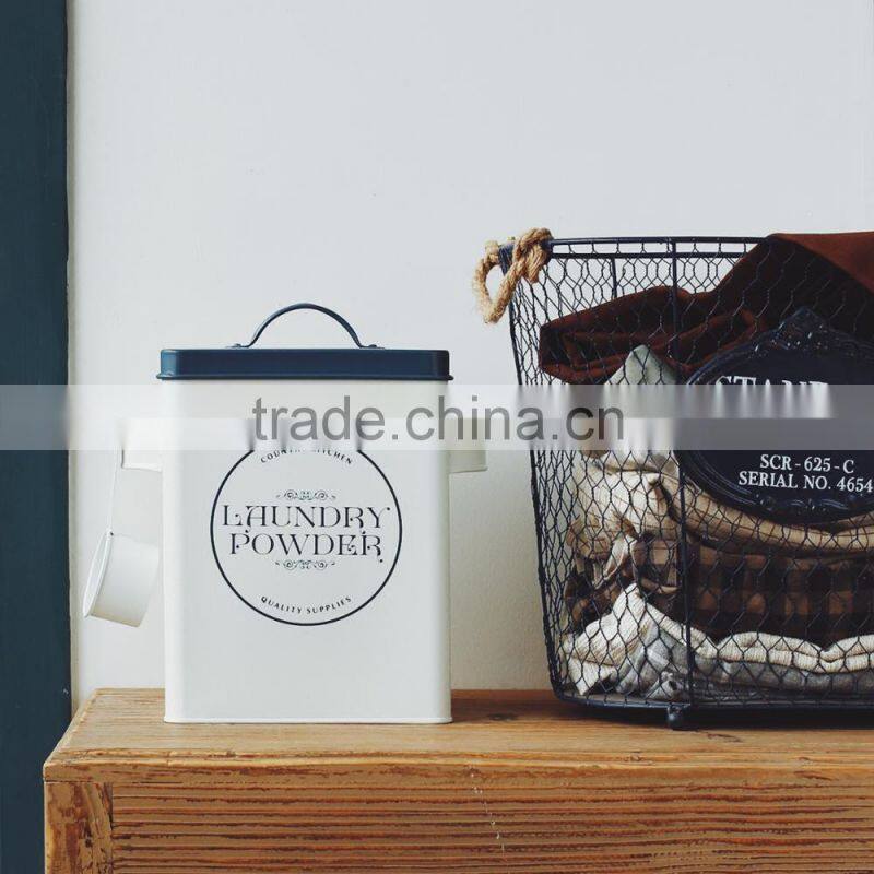 Custom Design Metal Rectangle Laundry Detergent Tin Washing Powder Storage Box
