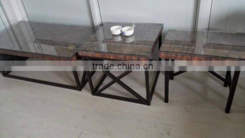 Fiberglass clay wooden look outdoor garden furniture set