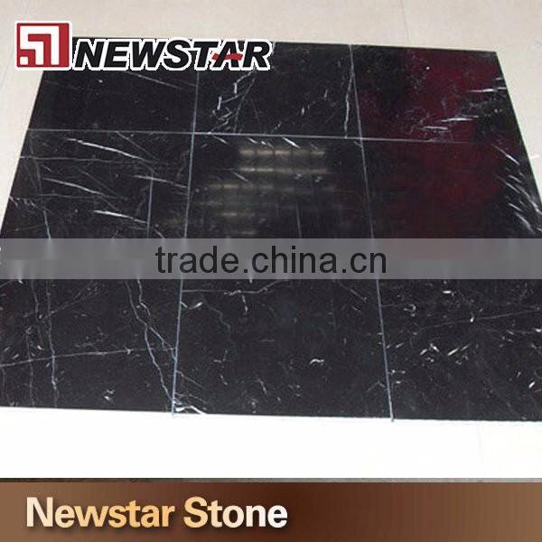 Newstar Nero Marquina China Polished Black Marble Tile With White Vein