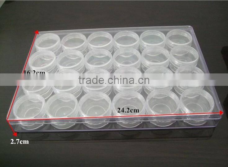 24/lots Plastic Glass Clear Cosmetic Beads Storage Pot Bottles Jars
