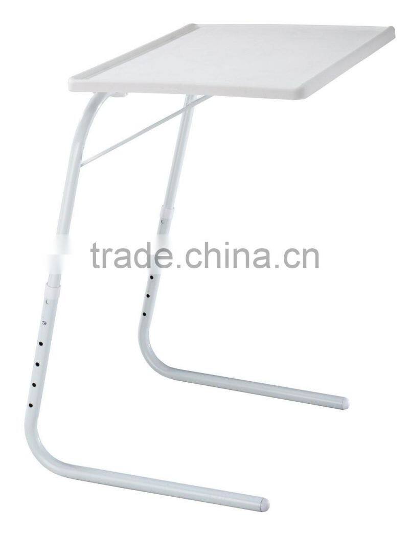 Indoor Durable White Adjustable Folding Tray Table