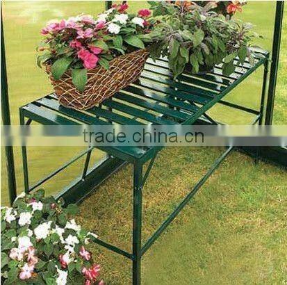 two tiers dark green greenhouse shelf