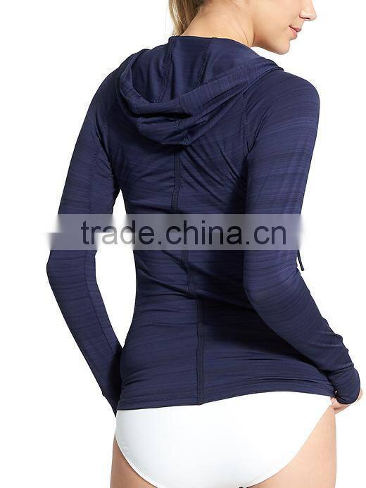 Custom Rash Guard New Design Super Soft Quick Recycled Sun Protection Nylon Solid Long Sleeve Zipper Blank Rash Guard