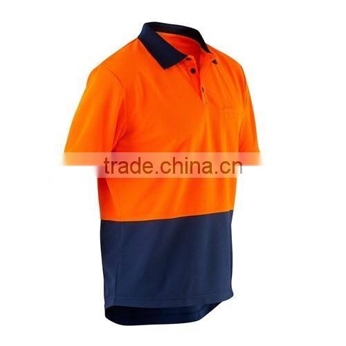 Custom Workwear Spliced Cotton Hi Vis Back Short Sleeve work t-shirt Polo