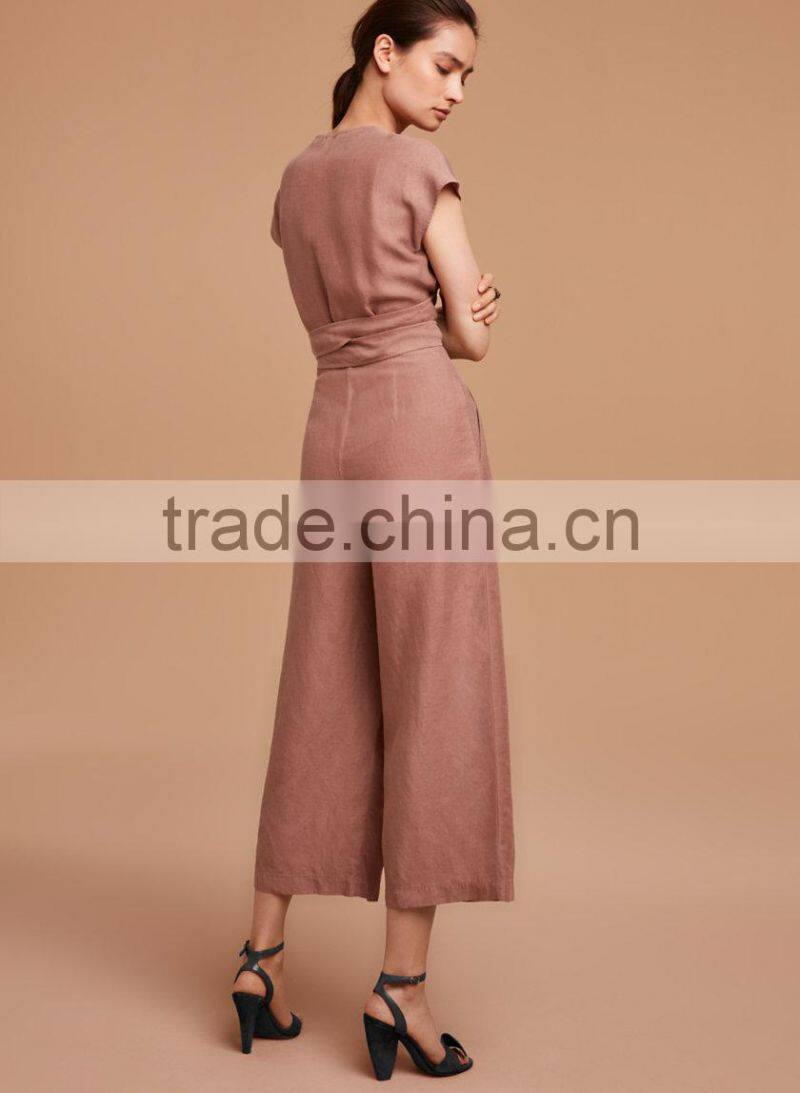 Women jumpsuit manufactuer hot sale women sexy design self-tie straps jumpsuits