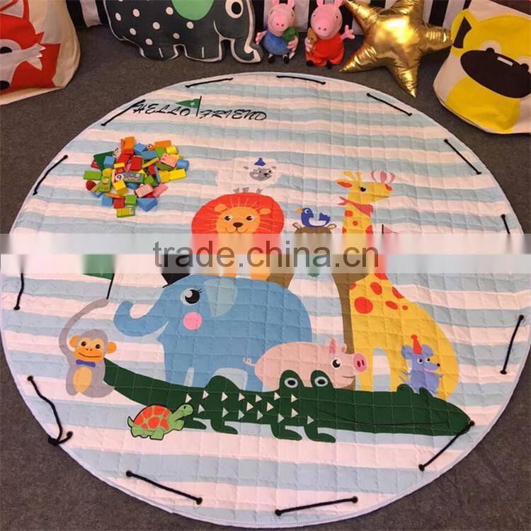 wholesale softy round shaped baby toy storage bag baby blanket play mats