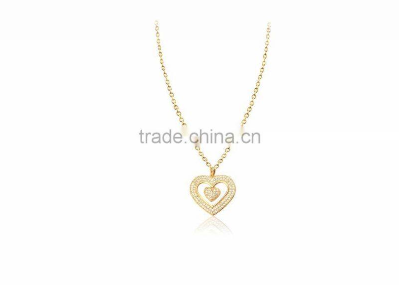 Latest Gold Plated CZ Studded Heart Pendant