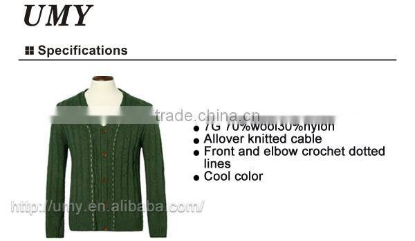 Cable Knit Handmade Wool Man Cardigan Sweater