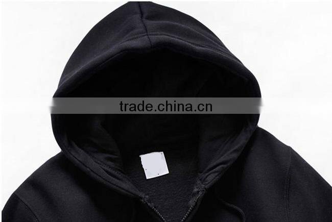 good quality custom 100% cotton plain black hoodies made in china