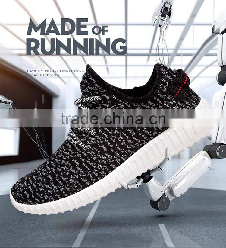 Hot Sale Man Running Breathable Shoe With No Brand Flyknit Fabric Casual Shoes
