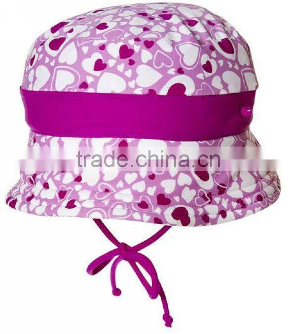 Pink Floral Cheap Kids Buckets Hats with String
