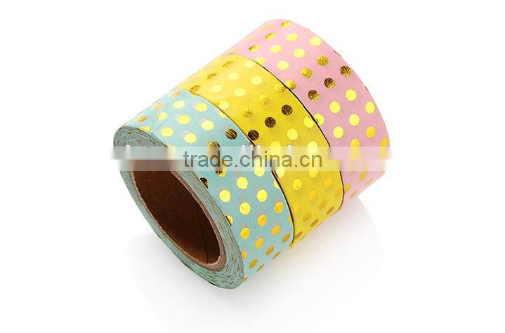 3 patters Japan Washi tape gold stamping point patterns paper tape 1.5cm*10m