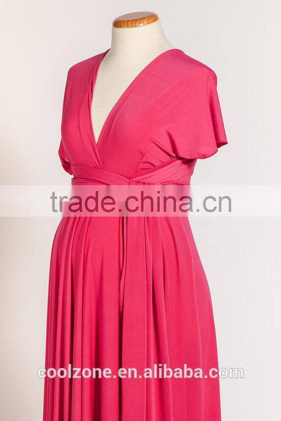 Elegant cap sleeves oversized maternity clothes women fucsia maternity dress