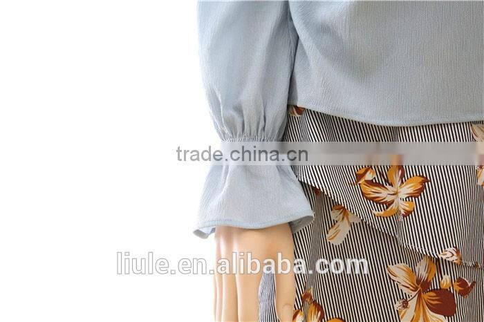 New design ladies long sleeve ruffle blouse latest grils blouse