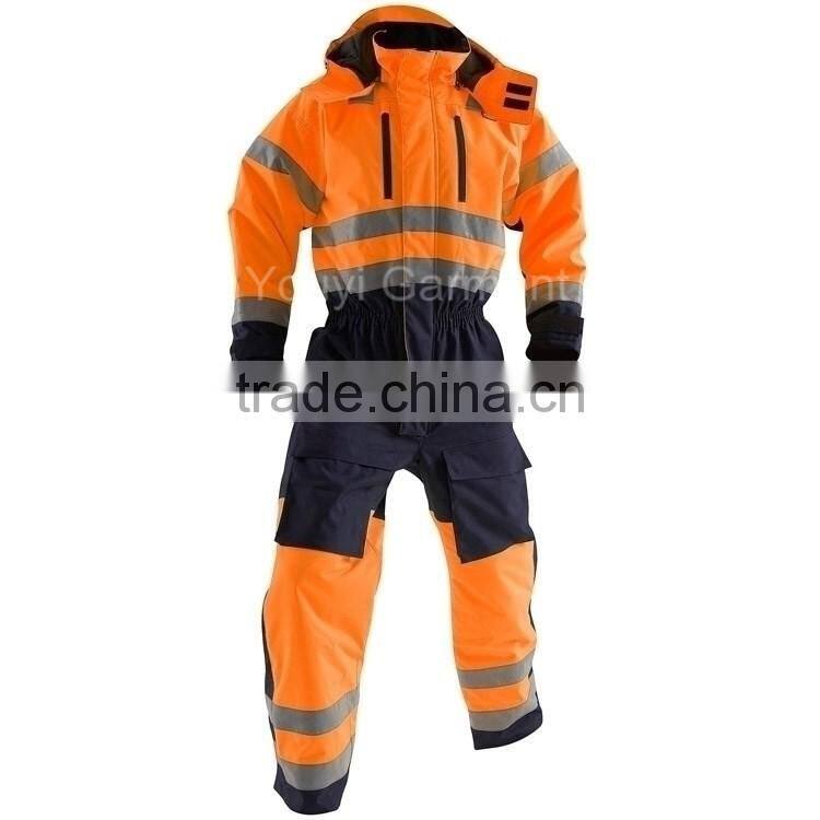 High Visibility Winter Waterproof Overall With Hood