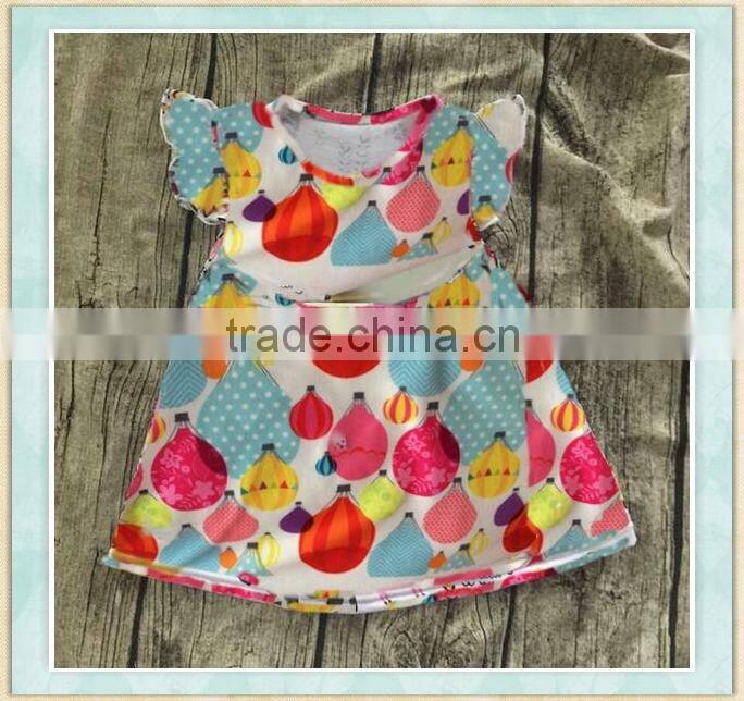 2017 Children clothes flutter sleeve ballon print latest fashion summer dress designs for girls