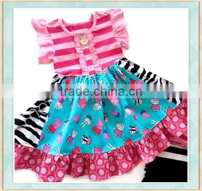 girl dress new arrival 2017 tunic pink lovely pig series girls party dresses