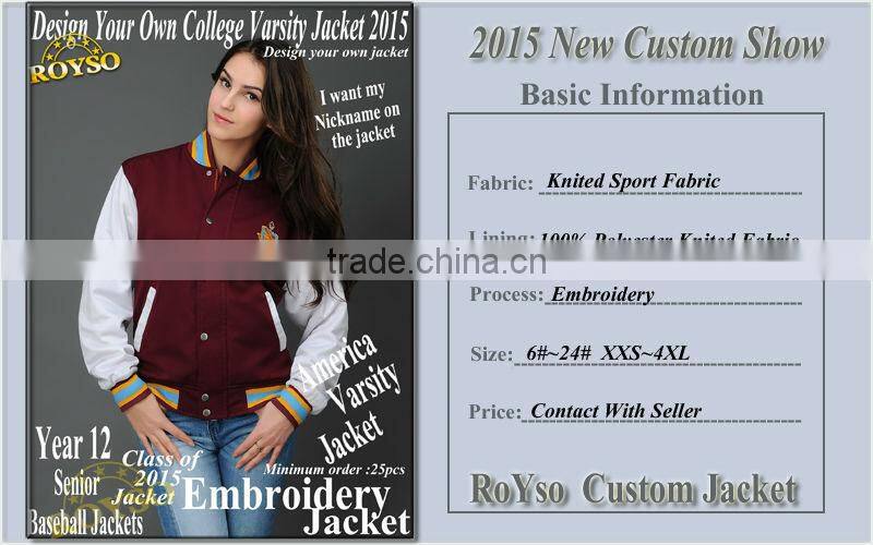 Customize Custom Made Women Ladies Winte Baseball College Cheap American High School Fashion Uniform Baseball Varsity Jacket