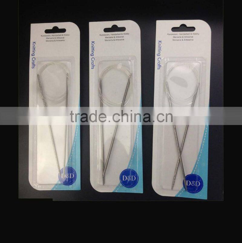 Chinese wholesale comfort safe metal circular knitting needle with plastic wire 80cm