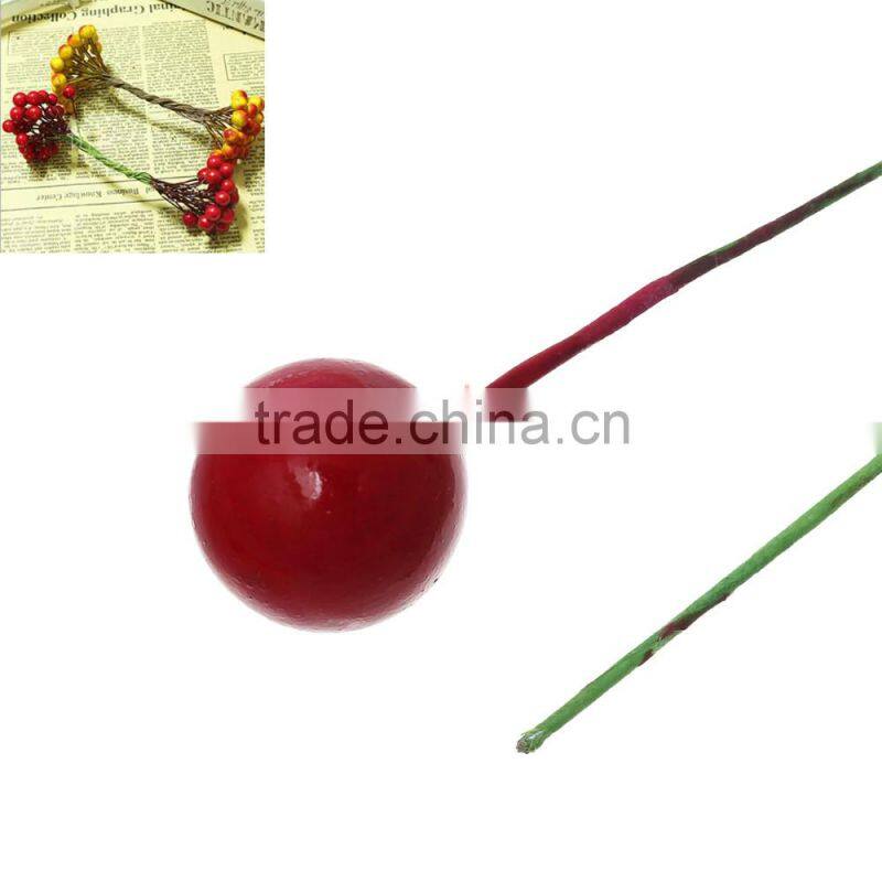 Pearlized Craft Cards Cakes Decoration Red Foam Artificial Flower Stamen