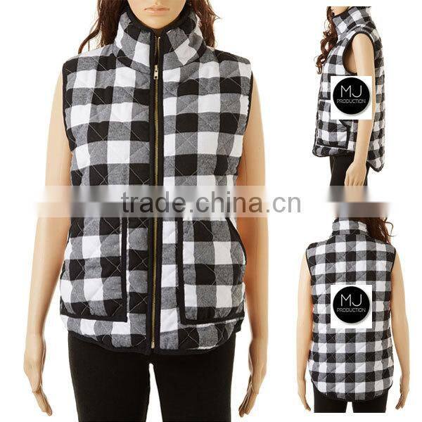Wholesale Plaid Buffalo Vest Top Women Quilted Vest