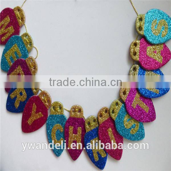 Merry Christmas Xmas Glitter Banner, Felt Hanging Banner & Garland & Bunting