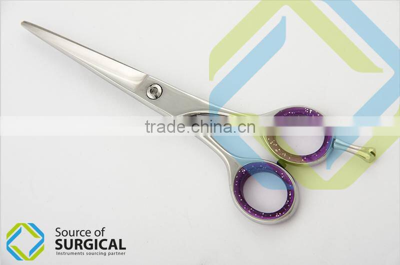 Made in Pakistan Regular Barber Scissors With Rubber Coating on Rings Red Color