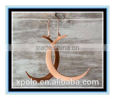 2016 new design Gold Crescent Moon Earrings Gold plated Sterling Silver Statement Earrings fall moon jewelry