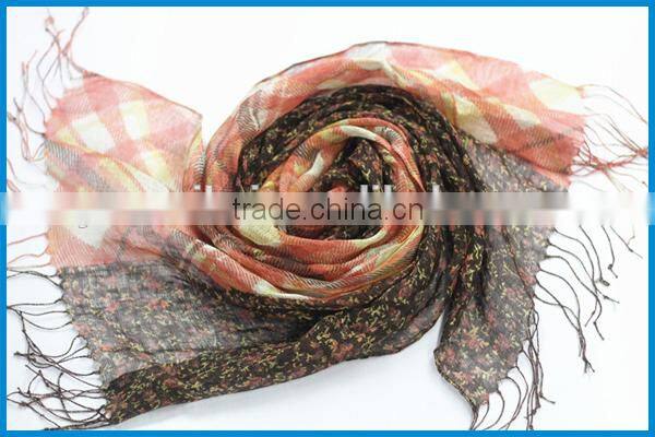 Wholesale new fashion floral and plaid printing scarf for dubai