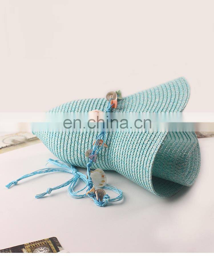 Bohemia Sunshade Straw Hat Handwork Beach Cap Shell a String Of Beads Sunbonnet