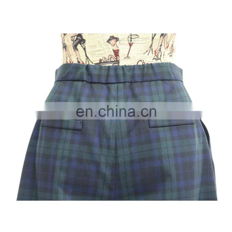 lady fashion popular check pants wide leg trousers