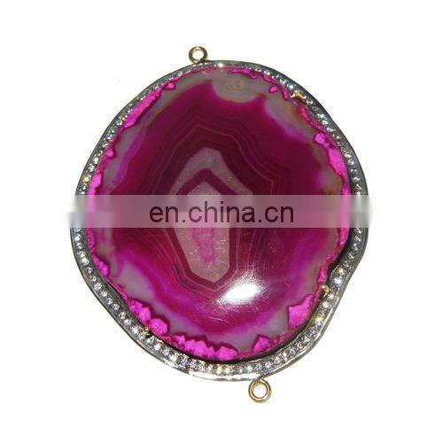 Pave Diamonds !! Handmade 925 Sterling Silver Faceted Flashy labradorite moonstone Gemstone Connector